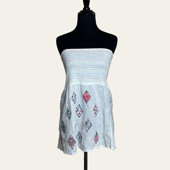 Blue Sky white embroidered mock strapless top size Large - Picture 1 of 8